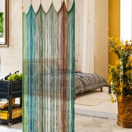 IOWER Macrame Curtain Macrame Boho Doorway Window Curtains for Wall Door Divider Windows Door Wedding Background(Colorful)