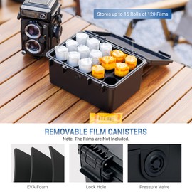 JJC Heavy Duty 120 Film Case Holder for 15 Rolls of 120-Medium Format Film, IP67 Waterproof and Light-Sealed Film Roll Storage Container (No Film Included)