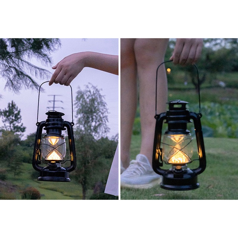 Vintage Camping Lantern 24h Battery Life USB Charging Detachable Lampshade