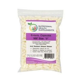 500 Size 0 Enteric Coated Delayed Release Capsules Caps Pill Gelatin