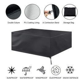 Ejoyous Cubierta para Mesa Al Aire Libre, Cubierta Rectangular para Muebles de Jardín, Tela Oxford, Impermeable, Resistente Al Viento, Protector contra el Polvo para Silla de Mesa para