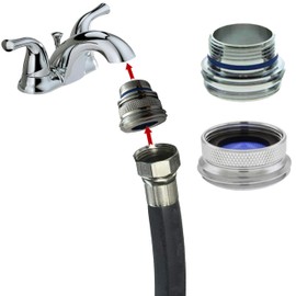 Cache to Hose Faucet Adapter - Convert Hidden Aerator to Take 3/4" Male for Kitchen Appliances Metal Design Attachment (Tiny Junior)