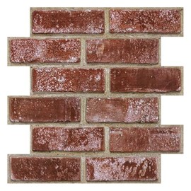 3D Peel and Stick Faux Brick Wall Panels 11.8" x 11.8" 10-Pack, Small Brick-Look Wall Sticker, Thin Lightweight PVC Self Adhesive Wall Tiles for Interior Decor, Red Orange