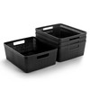 BINO | Woven Plastic Basket | Medium (Black), 4-Pack |