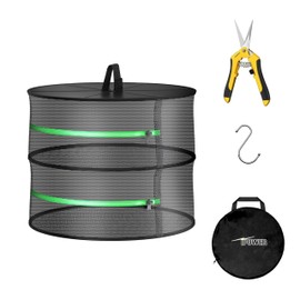 iPower Herb Drying Rack Zippered 2 Layer 24" Hanging Dryer with Garden Pruning Shear and Hook for Hydroponics Herb, Plant, Seed, Bud in Closets, Grow Tents & Outdoor