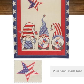 Happy Independence Day Linen Table Runner Kitchen Dining Table Decor, Seasonal Home Decoration Indoor Outdoor Party Item 33x180 Centimeters /13 x 72 Inches