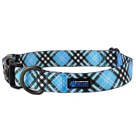 Max and Neo Plaid Pattern NEO Dog Collar - We Donate a Collar to a Dog Rescue for Every Collar Sold (Blue, Small)