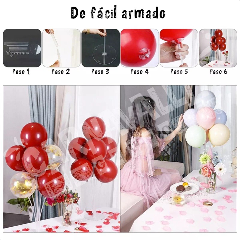 Grupo Carnavallia Base 7 Globo Mesa Panel Popote Chupón Soporte