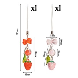 2 Stücke Erdbeer -Mobiltelefone, Niedliche Mobiltelefonkette, Exquisite Schlüsselkette, Zubehör Für Boxverpackungen.