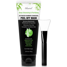 Ebanel Charcoal Peel Off Face Mask Applicator Set, Deep Pore Cleansing Minimizer Blackhead Remover with Niacinamide, Hyaluronic Acid, Vitamin C, Green Tea, Deep Cleanse Black Masks Peel Off Gel Mask