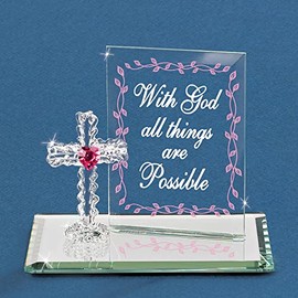 Glass Baron "With God, All Things are Possible" Plaque and Cross