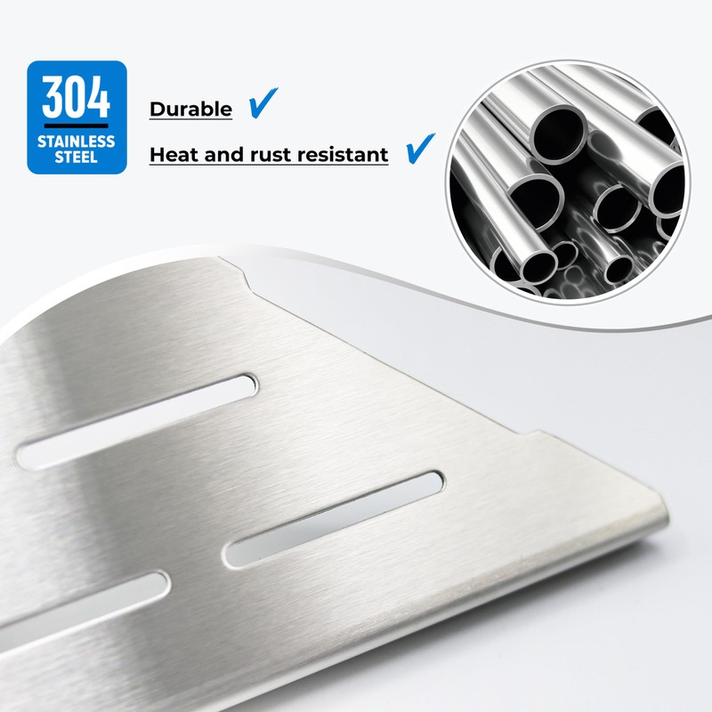 FerdY 2-Pack 10" Brushed Nickel Recessed Corner Shower Shelf, for
