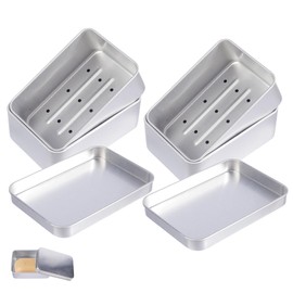 WUFANC Soap Box Travel Waterproof Set of 2 – Aluminium Soap Box with Lid, Pressure-resistant and Rustproof – Soap Box Travel with Removable Drain Grid, for Travel or Use at Home