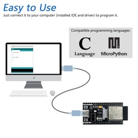 Freenove ESP32-WROOM Board, Dual-core 32-bit 240 MHz Microcontroller, Onboard Wireless, Python C Code, Example Projects Tutorial