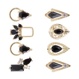 OATIPHO 8Pcs Black Zircon Nail Art Charms Lightweight Nail Decor for DIY Crafts Random Styles for Manicure and Creative Projects