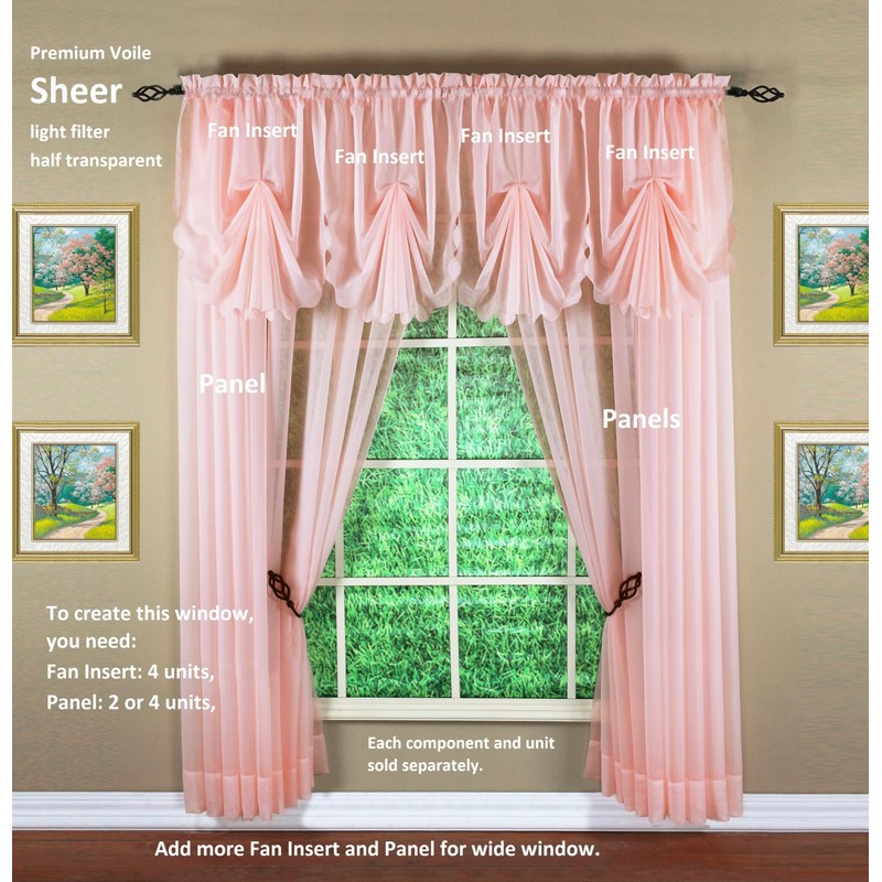 Today's Curtain Emelia Original Voile Panel 72", Rose, 60" W