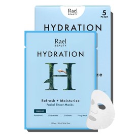 Rael Face Mask Skin Care, Hydrating Face Masks - Bamboo Facial Sheet Mask, Korean Skincare, Dewy Skin Care, Hydrating and Moisturizing, made with Fruit Extracts, All Skin Types (Hydration, 5 Sheets)