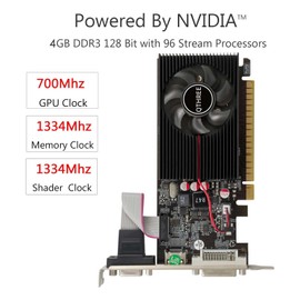 QTHREE GT 730 Graphics Card 4GB DDR3 128-Bits DVI-I/HDMI/VGA Low Profile Computer GPU, PCI Express 2.0 x16, Desktop Video Card for Gaming PC, DirectX 11, Supports 2K