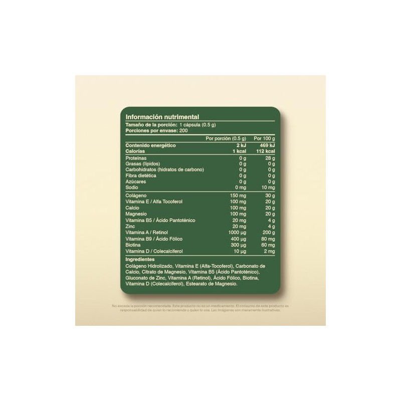Vital Botanics Biotina Colágeno Hidrolizado Hombre 200 Cápsulas 500 Vitaminas