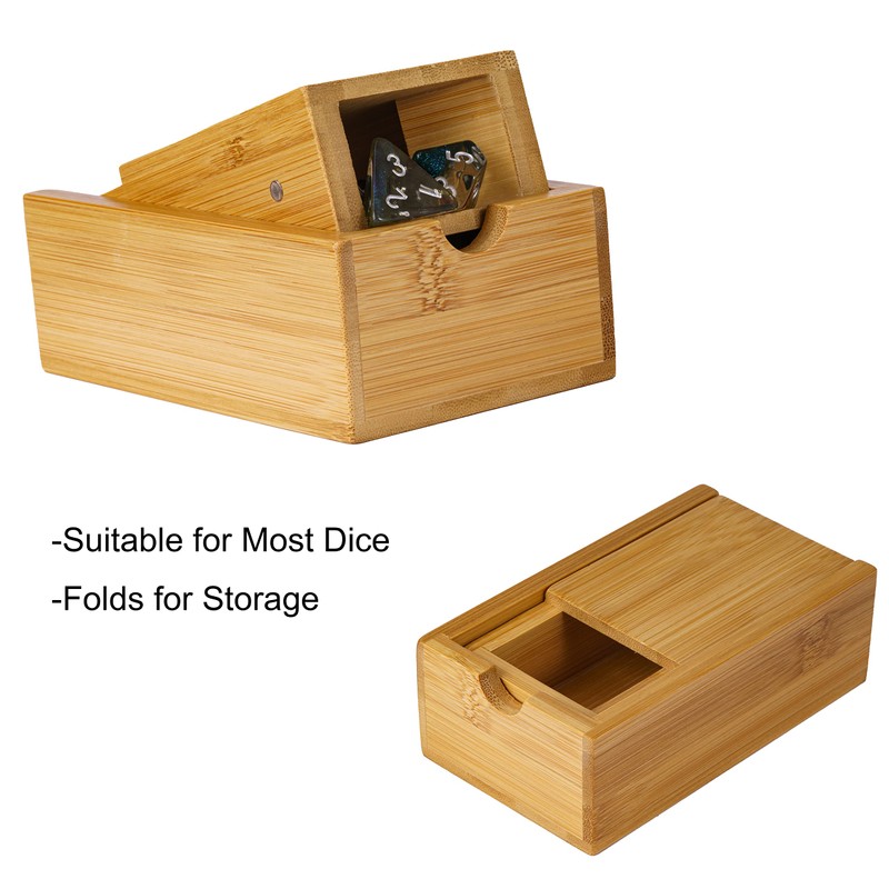 Cusdie Bamboo Dice Tower Foldable Wooden Die Roller Castle Rolling