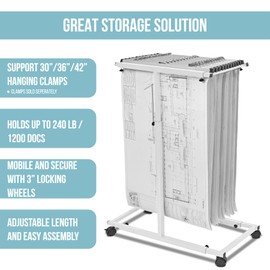 Adir Mobile Blueprint Holder - Adjustable Blue Print Storage Organizer and Construction Plan Holder – Plans Rack for Jobsite and Office (Without Blueprint Clamps)