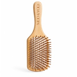 Moo & Yoo Bamboo Paddle Hair Brush | Gentle Detangling Brush for All Hair Types | Helps Reduce Breakage & Static | Scalp Massage Cushion | Smooth, Shinier Looking Hair