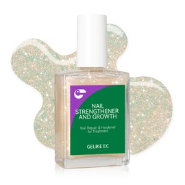 Nail Repair Strengthener for Home Care: Gelike EC 6 in 1 Natural Nail Protein Hardener Extra Strong and Growth - Long Lasting and Fast Dry Polish for Damaged Weak Split Treatment(Glitter Pink 15ml)