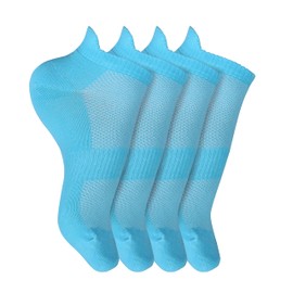 ELYFER Turquoise 4 Pairs Unisex Thin Rayon Ankle Socks in Box, Breathable, Low Cut, Running Socks, Athletic Socks for Women and Men - (Size 8-10) - Medium