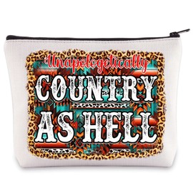 BWWKTOP Country Music Cosmetic Makeup Bag Country Singer Fans Gift Unapologetically Country As Hell Zipper Pouch Bag Country Singer Merchandise (Country As Hell)
