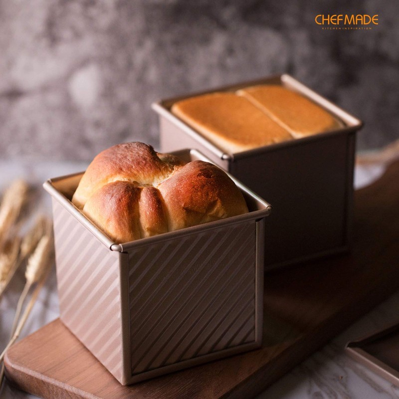 CHEFMADE Mini Pullman Loaf Pan with Lip, 0.55Lb Dough Capacity