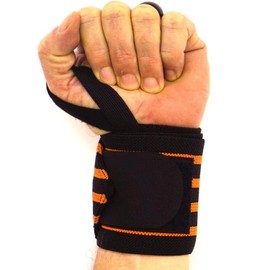 Venbytech for Wrist Wraps & Straps for Gym & Weightlifting (24 inch) Black/Orange