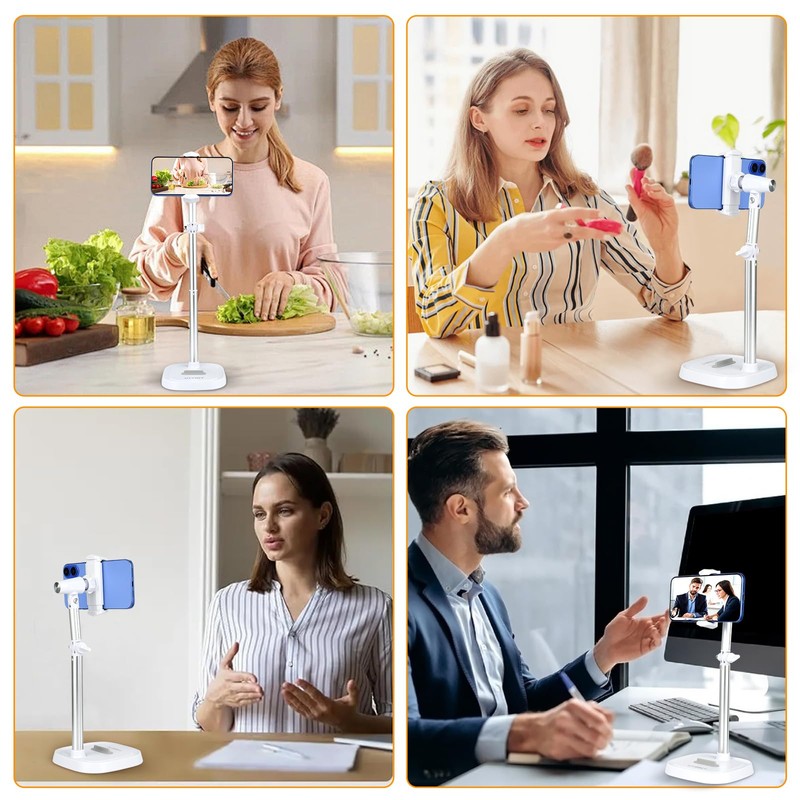 UTEBIT Height Adjustable Cell Phone Stand for Desk 360° Rotating,