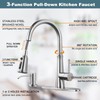 WOWOW Kitchen Faucet with Sprayer,Brushed Nickel Single Handle High Arc