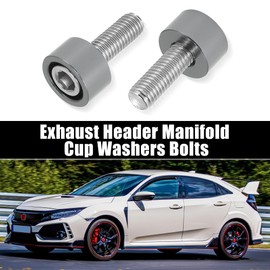 X AUTOHAUX 9 Pcs M8x1.25 Exhaust Header Manifold Cup Washers Bolts Engine Racing Exhaust Header Cup Bolts Titanium Tone for Honda Civic for Acura