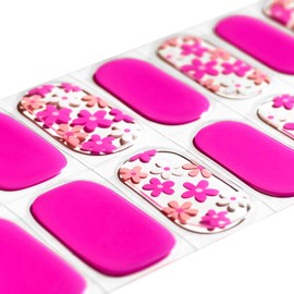 Semi Cured Gel Nail Strips Long Lasting Hot Pink Gel Nail Stickers, Easy Application & Removal, Salon-Quality Nail Art Kit, 20 Pcs Valentines Nails, UV Lamp Required Gel Strips Nails