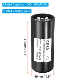 PATIKIL Motor Start Capacitor, 1000-1200uF/Mfd 250VAC 50/60Hz CD60 Run Capacitor Motor Starting Capacitor for Electric Motor Starts Running
