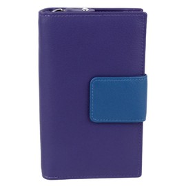 Golunski Leather Ladies Colourful Zip-Around Purse/Wallet - Purple/Blue