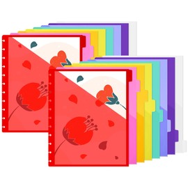 16 Pcs Discbound Pocket Dividers 8.5 x 11 Dividers with Tabs and Pockets Discbound 8 Tab Pocket Folders Letter Size Binder Divider Plastic Disc Planner Supplies for Business School Office(Colorful)