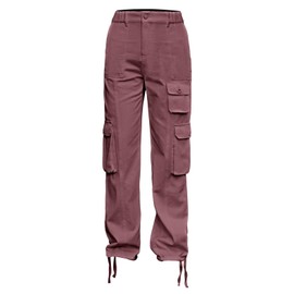 Women's Hiking Cargo Pants Joggers Cotton Casual Military Army Combat Work Pants with 7 Pockets,Purple Gray L