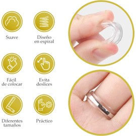 Ajustador de tamaño de anillos. Accesorio reductor del tamaño del anillo, protector, ajustador. Paquete de 15 piezas, diferentes tamaños. Juegos de tensor de silicona.