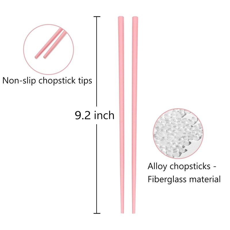 YOLCAR 5 Pairs Fiberglass Chopsticks, Reusable and Dishwasher Safe Chopsticks,