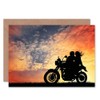 Wee Blue Coo Couple On Motorbike - Romantic Sunset Silhouette,