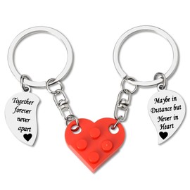 Couples Anniversary Christmas Gifts for Boyfriend Girlfriend Matching Heart Keychains for 2 Best Friends Long Distance Gifts for Women Men Daughter Son Birthday Gifts for Wife Husband Fiancee