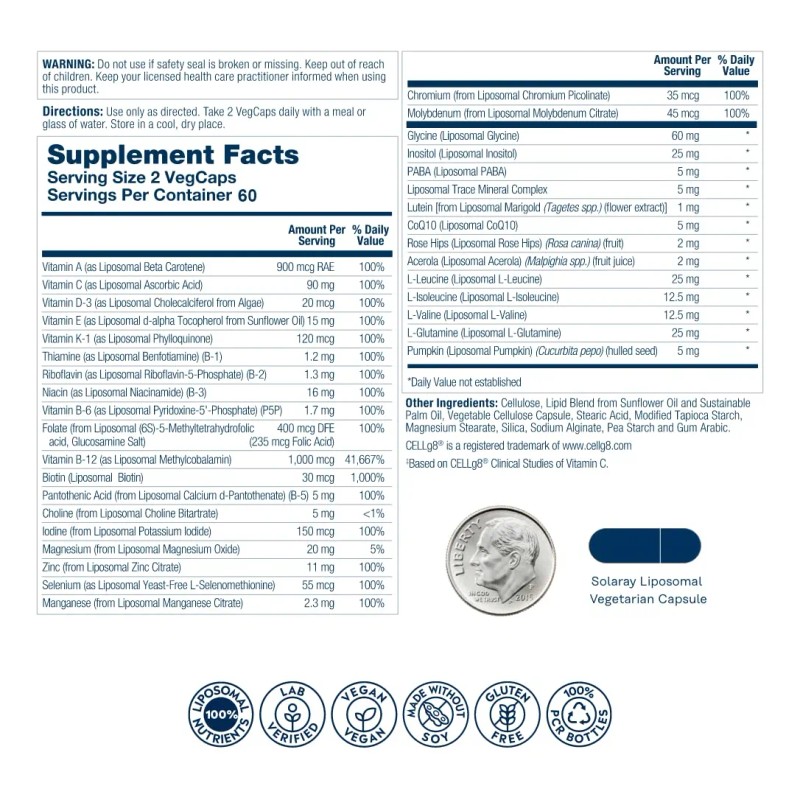 Solaray Multivitamínico Liposomal Para Hombres 120 Cápsulas