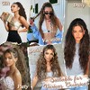 BARSDAR Dark Brown with Highlight Long Curly Wavy Drawstring Ponytail