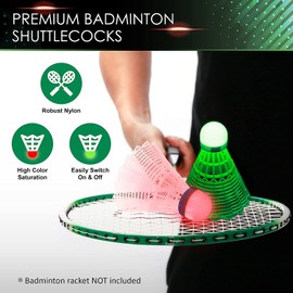 LED Badminton Shuttlecocks, Badminton Birdies 4pcs - Lighting Glow in The Dark Night
