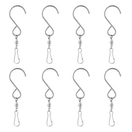 8Pcs Wind Proof Wind Spinner S Hook Clips Metal Durable Rotating Hook Clip Rotatable 360° Rotating Swivel Hooks for Hanging Wind Chimes