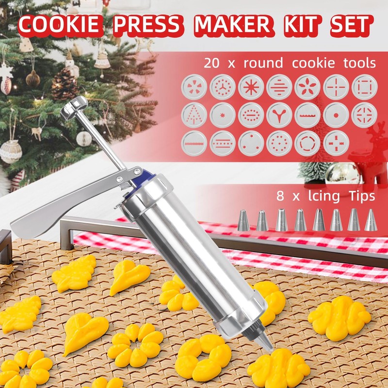 Spritz Cookie Press Kit - 20 Stainless Steel Discs &