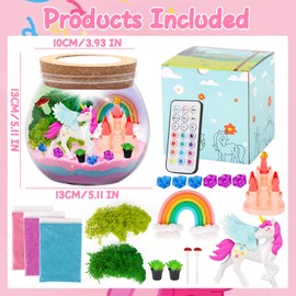 DAOUZL Unicorn Craft Set, Craft Set Children's Toy, DIY Unicorn Night Light, Birthday Gift Ideas, Night Light, Unicorn Terrarium Set, Unicorn Gifts for Girls 4 5 6 7 8 9 10 11 12 Years