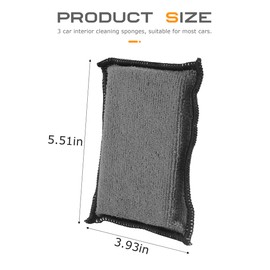 SCUARI 3PCS Car Interior Cleaning Sponge Block,Interior Scrub Pad,Car Accessories Auto Detailing Scrub Pads,Microfiber Cleaning Sponge,Suitable for Car Interior,Leather,Plastic,Vinyl (Gray&White)